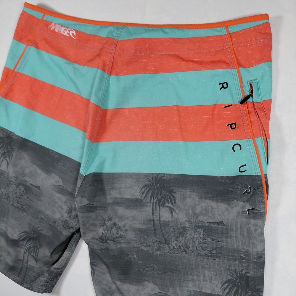 Rip Curl Mirage Aggrolite Board Shorts Mens 36 Orange Teal Palm Tree